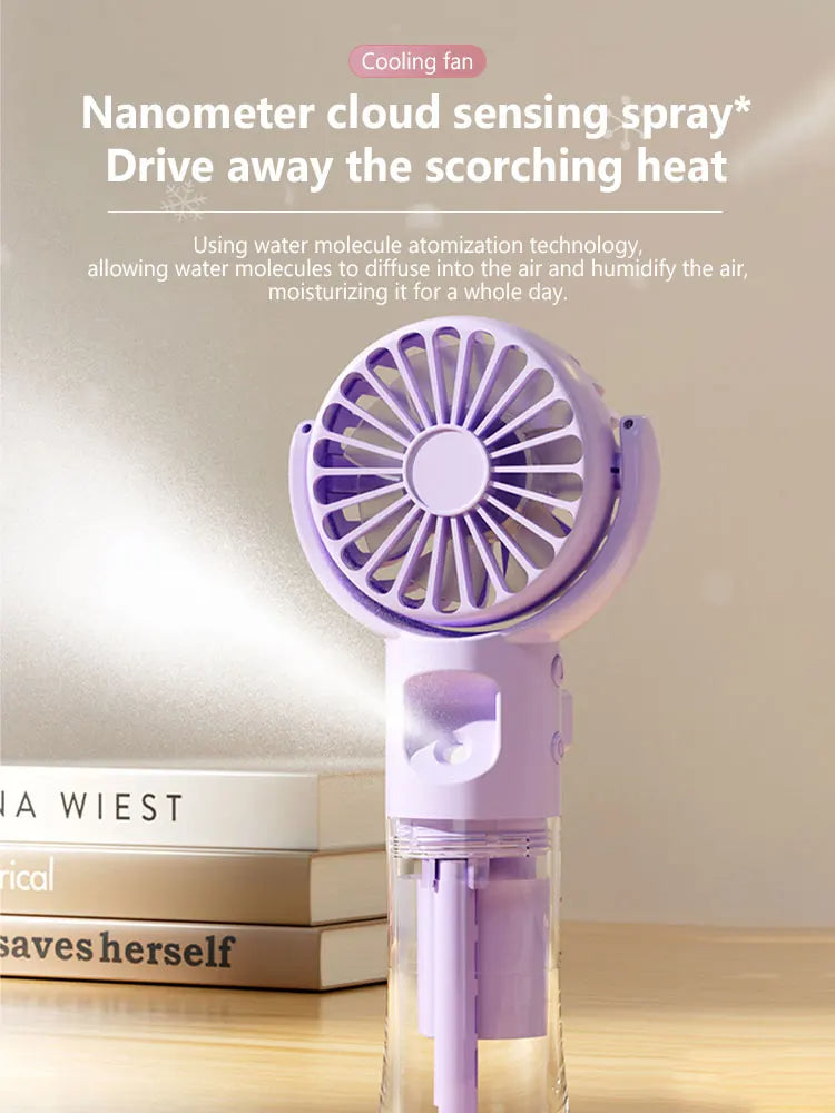 Portable Handheld Spray Fan 4-Speed Water Spray Mist Fan Summer Cooling