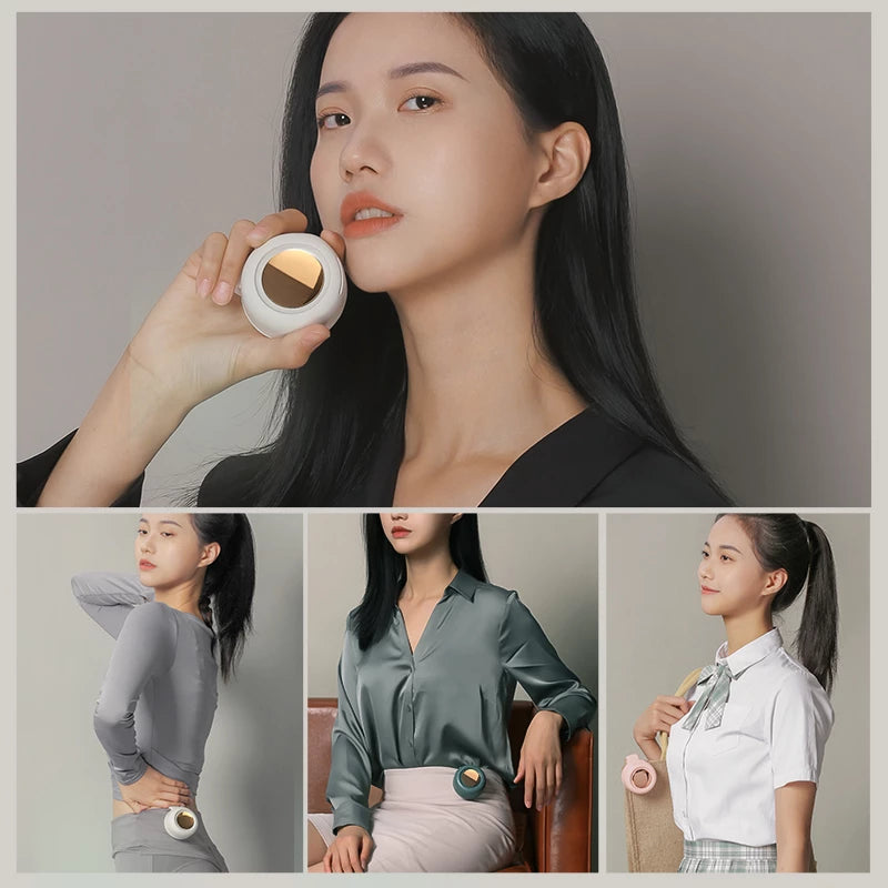 Mini Clip Fan Hanging Waist Neck Fan Girl Electric Air Cooling Fan 900Mah USB Leafless Fan 3 Speeds for Outdoor Camping Fishing