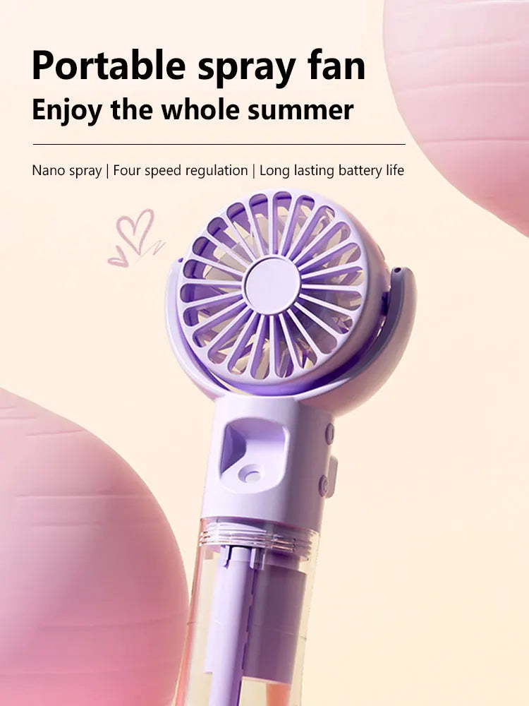 Portable Handheld Spray Fan 4-Speed Water Spray Mist Fan Summer Cooling