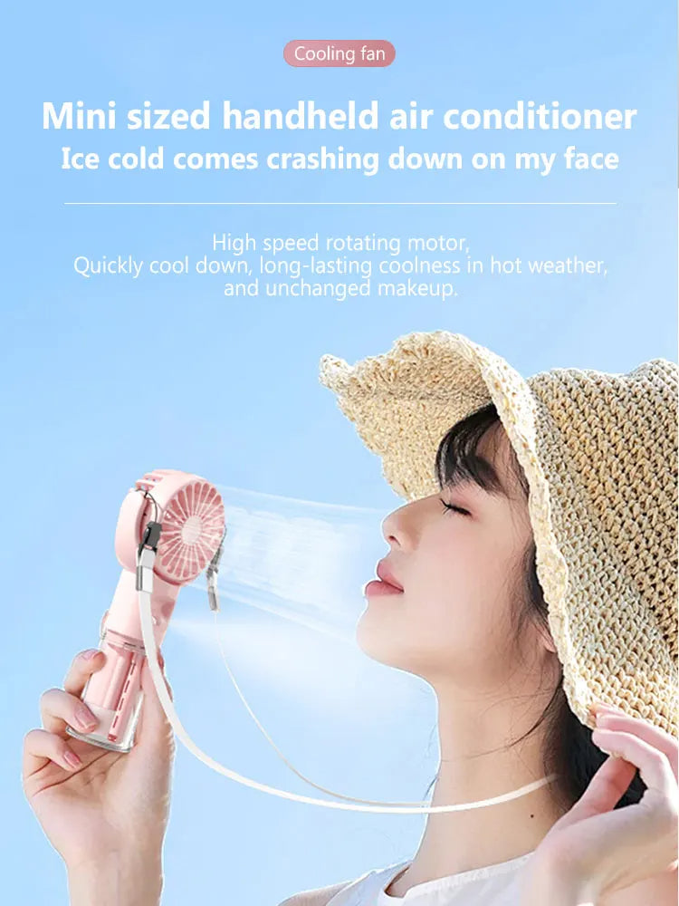 Portable Handheld Spray Fan 4-Speed Water Spray Mist Fan Summer Cooling