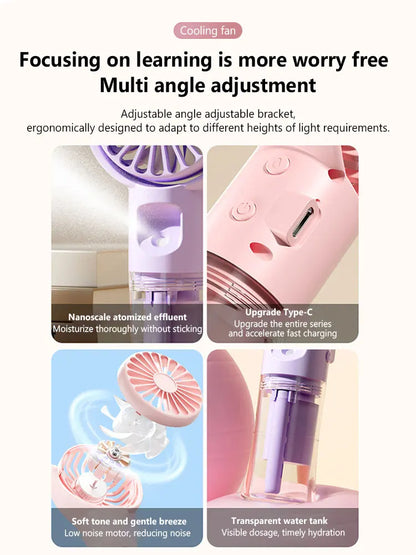 Portable Handheld Spray Fan 4-Speed Water Spray Mist Fan Summer Cooling