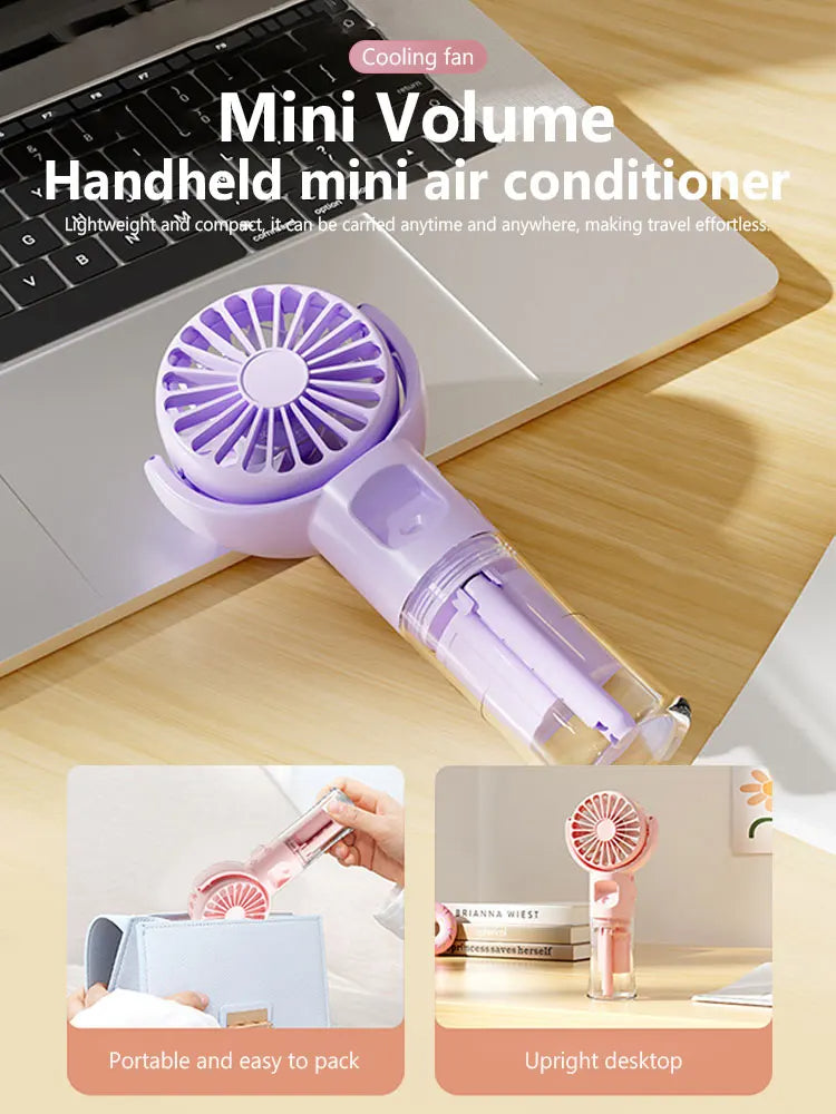 Portable Handheld Spray Fan 4-Speed Water Spray Mist Fan Summer Cooling